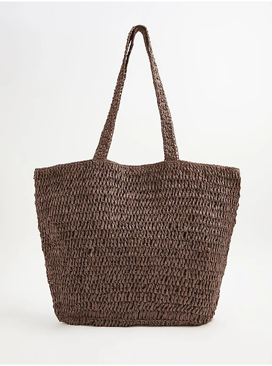Chocolate Brown Straw Tote Bag | George