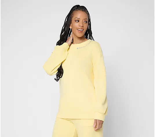 Peace Love World French Terry Sweatshirt with Crochet Detail - QVC.com | QVC