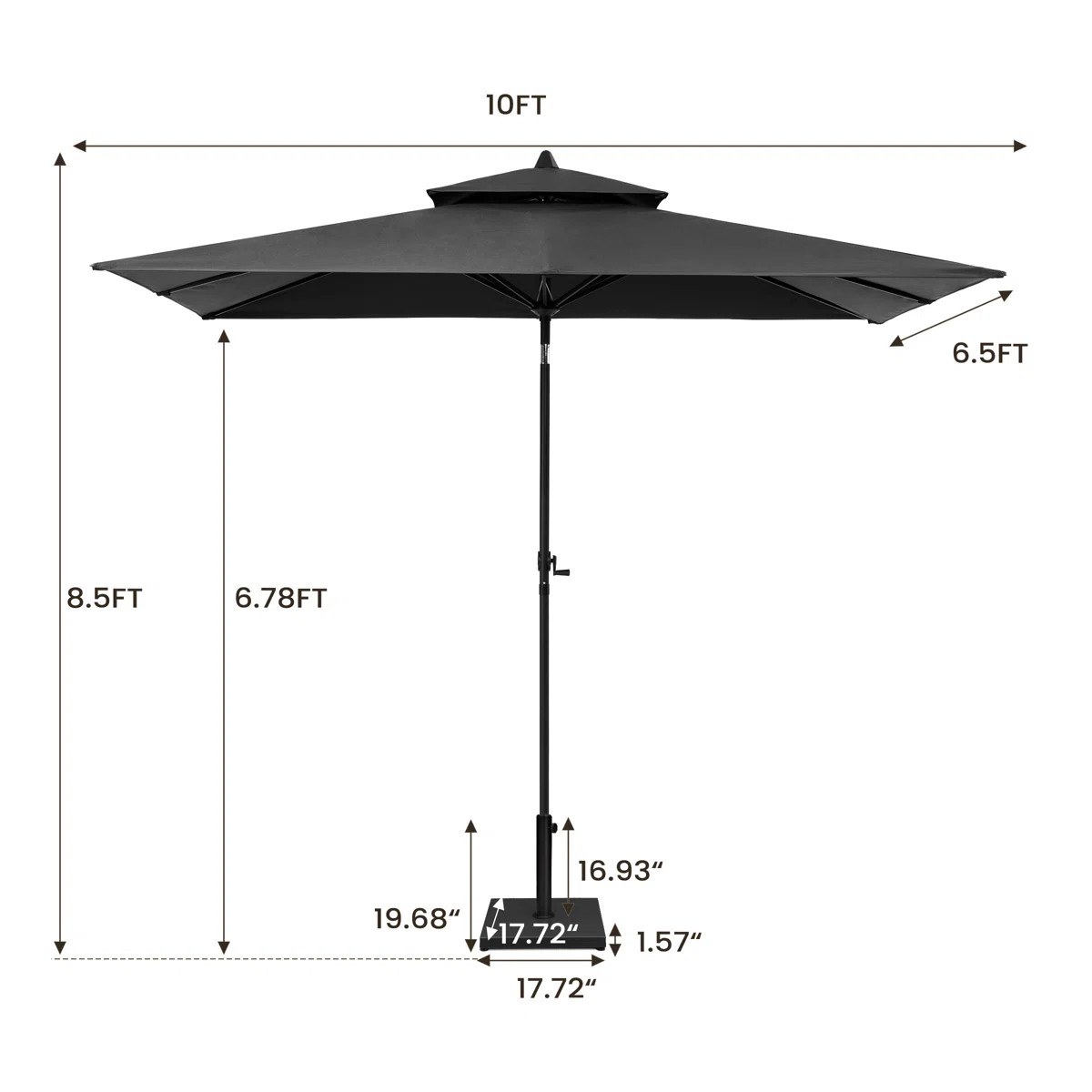 116'' X 77'' Rectangular Tilt Market Umbrella with Weighted Base | Wayfair North America