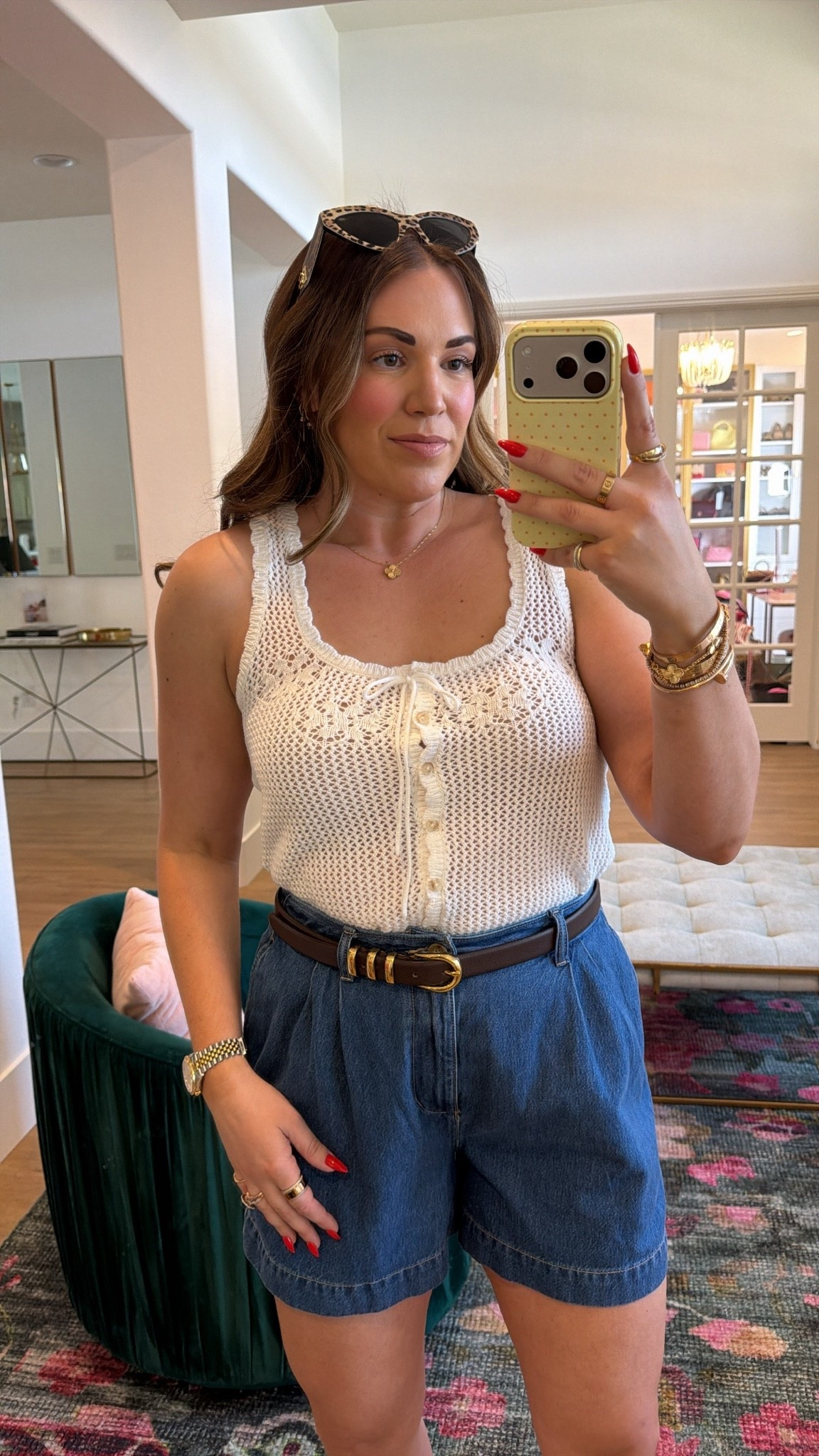 curvy midsize summer look for 50% off! wearing size medium in crochet white tank top and size medium in trouser shorts.

#LTKSeasonal #LTKMidsize #LTKSaleAlert