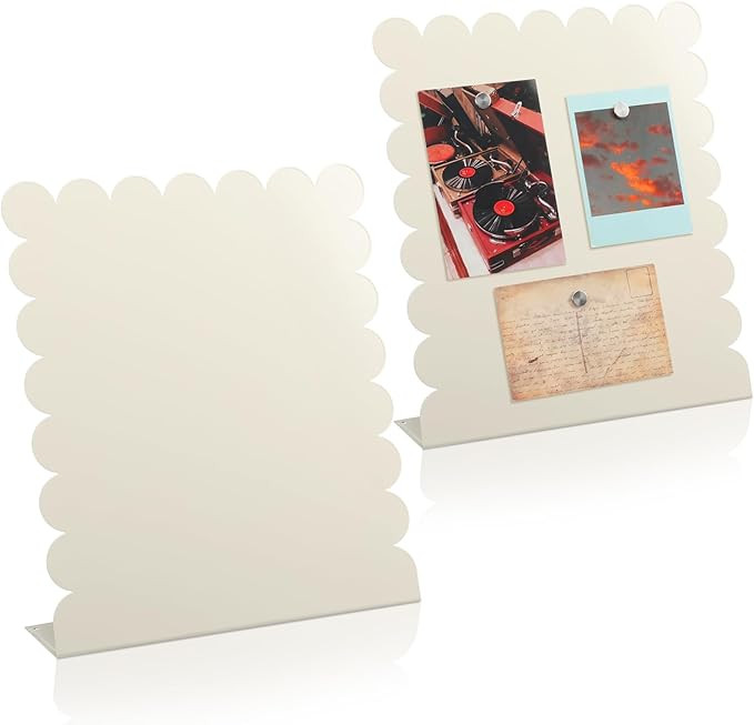 Gueevin 2 Pcs Magnet Board Standing Magnetic Metal Board for Desk and Wall 12.6" x 11" Scalloped ... | Amazon (US)