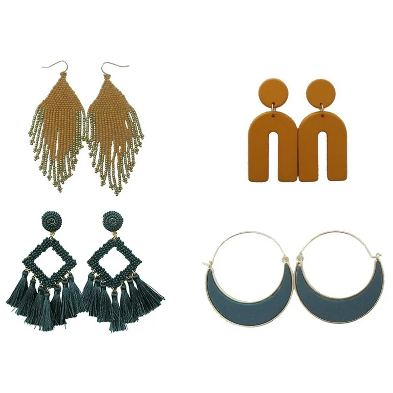 Time and Tru 4pack of Boho Statement Earrings | Walmart (US)