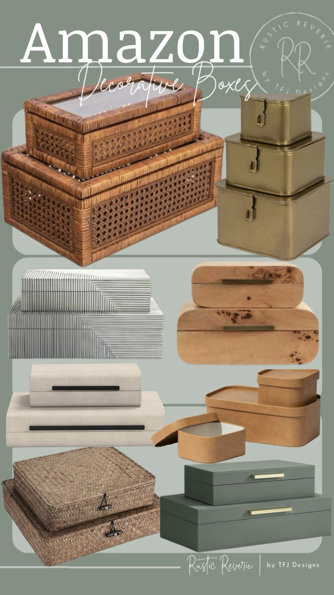 I’ve rounded up some DECORATIVE BOXES to help contain the clutter! These are both pretty and functional. 🖤 shelf home decor curated collected organize rattan wicker fabric metal brass gold amazon creator favorites prime shipping  coffee table bookshelf floating shelf night stand side table bedroom living room

#LTKHome #LTKSaleAlert #LTKOver40