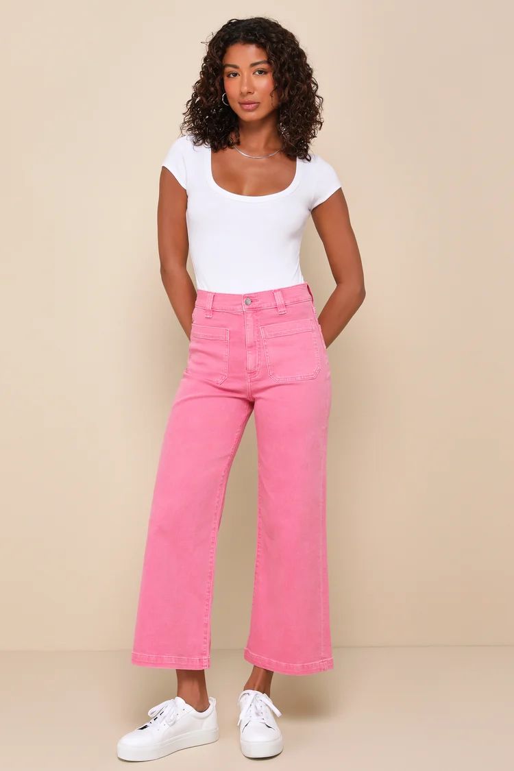 Siren Hot Pink High Rise Wide-Leg Jeans | Lulus