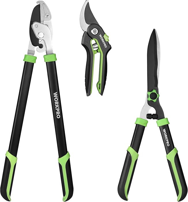 WORKPRO 3-Piece Garden Shears Set - 20\u201d Hedge Shear, 24\u201d Anvil Lopper & 8\u201d Pruning... | Amazon (US)