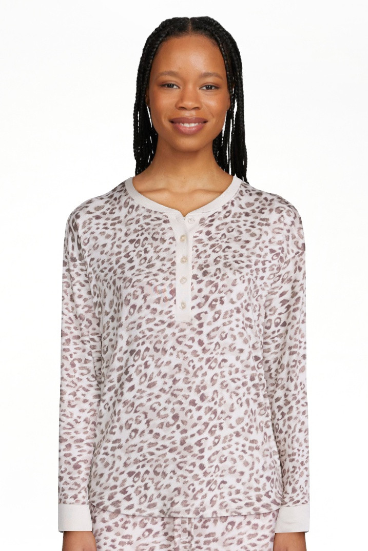 Joyspun Women's Cozy Lounge Collection Hacci Long Sleeve Henley Sleep Top, Sizes XS to 3X | Walmart (US)