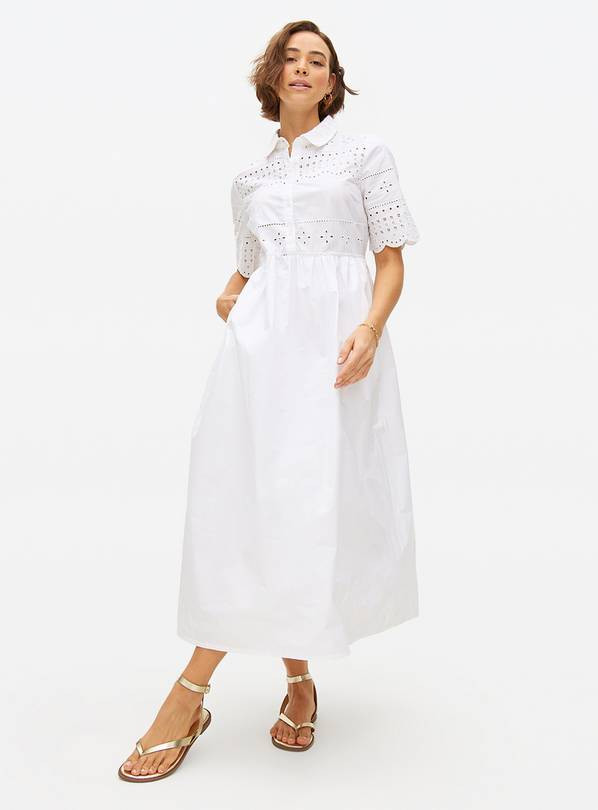 White Broderie Midaxi Shirt Dress 22 | Tu Clothing
