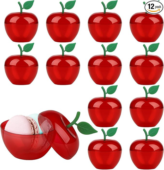 12 Pcs Plastic Apple Container, Bulk Red Clear Apple Candy Jar Boxes, Apples Decorations for Back... | Amazon (US)