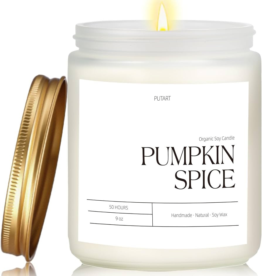 Pumpkin Spice Fall Candles for Home Scented, Natural Soy Wax Aromatherapy Non Toxic Pumpkin Candl... | Amazon (US)