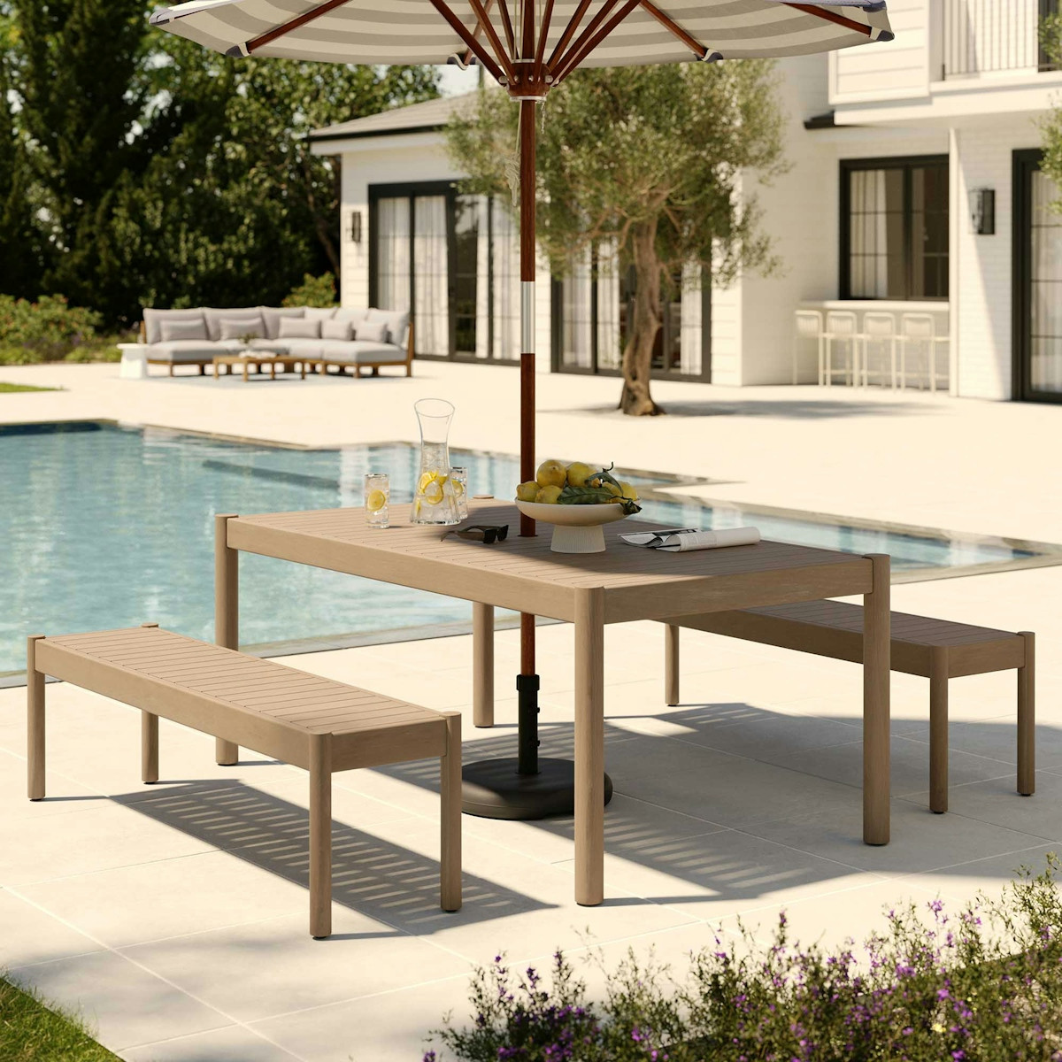 Rosa 75" Outdoor Dining Table Set - Eucalyptus | Article