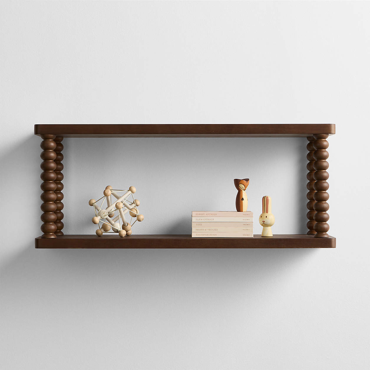 Jenny Lind Deep Brown Wood Kids Wall Shelf + Reviews | Crate & Kids | Crate & Barrel