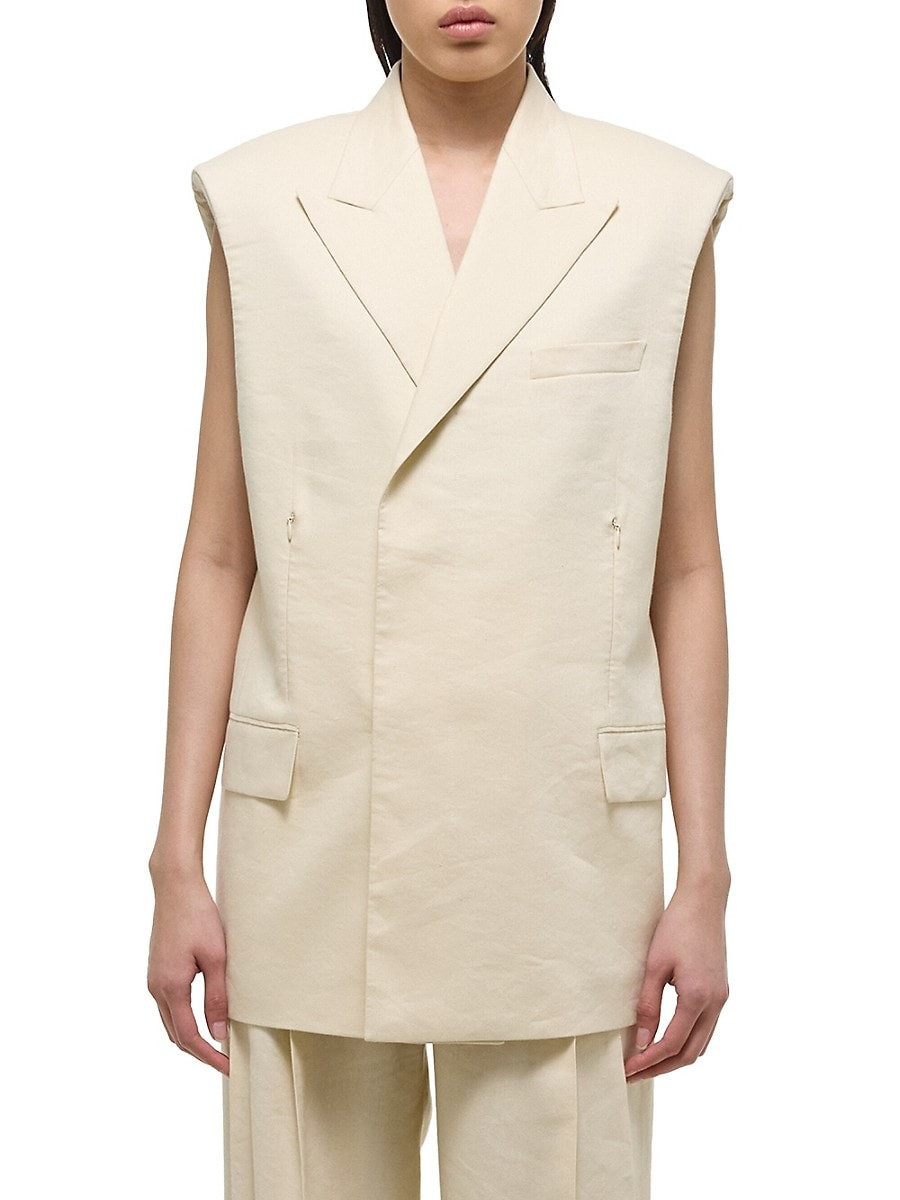 Helmut Lang Women's Oversized Linen-Blend Blazer Vest - Summer Sand - Size S | Saks Fifth Avenue OFF 5TH