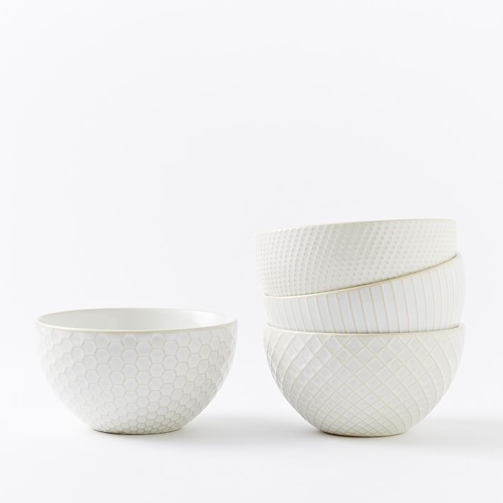Textured Stoneware Bowls, White | West Elm (US)
