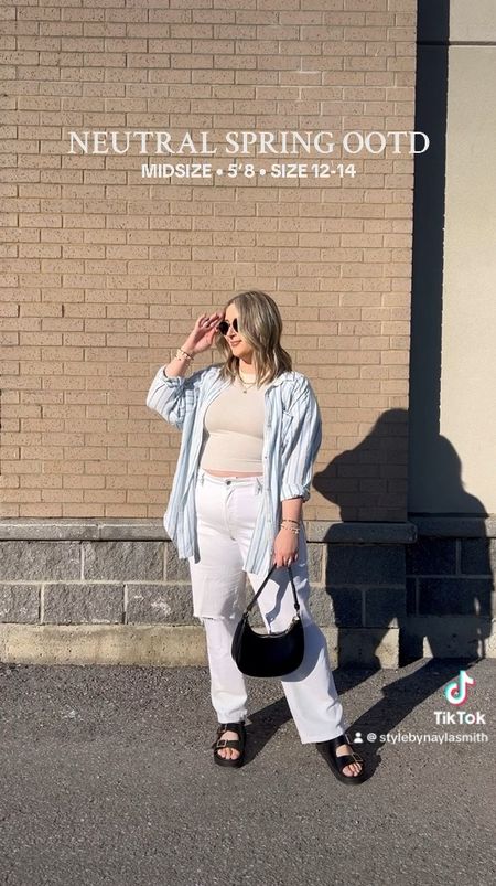 Casual midsize spring to summer outfit 
Tee - L (part of a matching set)
Button up shirt - L
White baggy jeans - 14
Chunky black sandals - TTS


#LTKstyletip #LTKcanada #LTKmidsize
