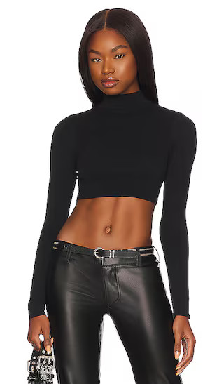 Super Crop Seamless Turtleneck in Black | Revolve Clothing (Global)