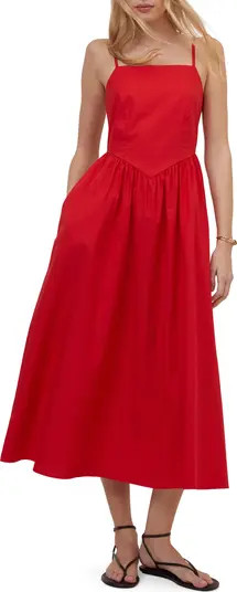 Briella Smocked Back Organic Cotton Midi Sundress | Nordstrom