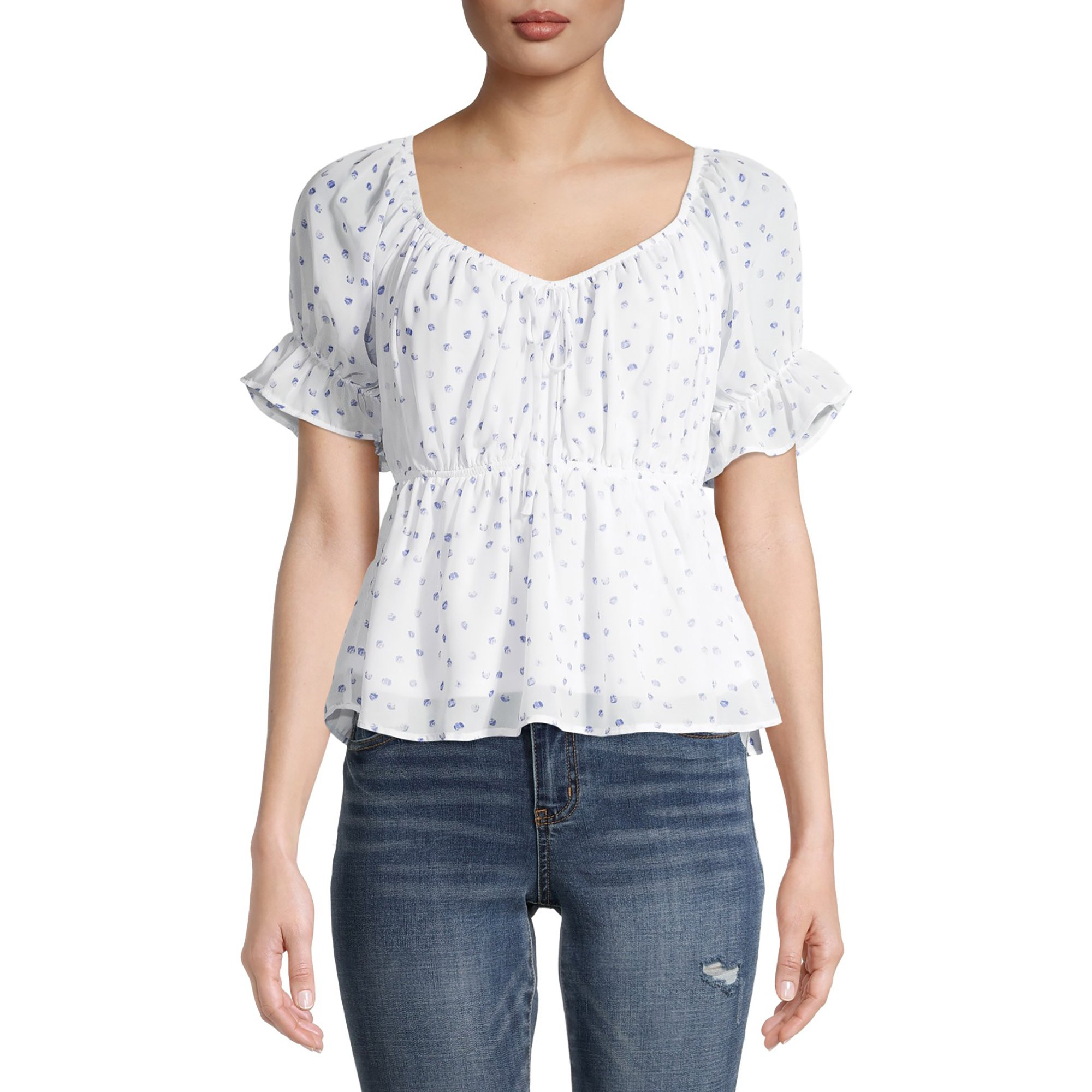 NO BOUNDARIES PEASANT WOVEN TOP | Walmart (US)