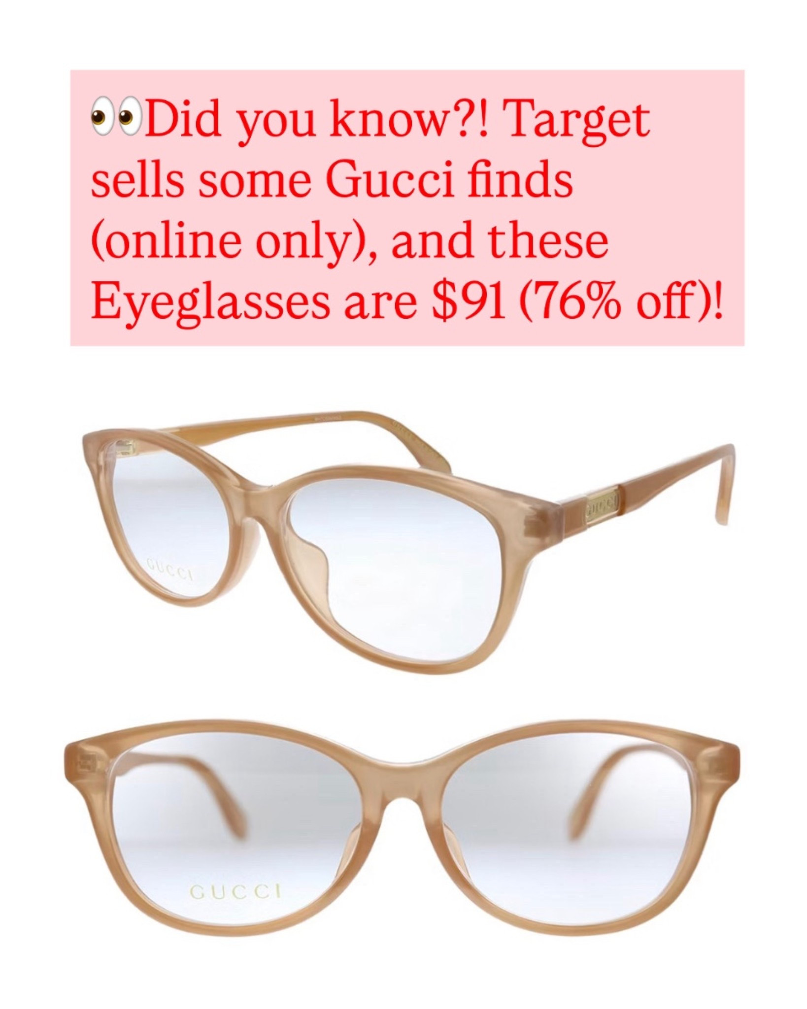 ‼️Gucci on sale at Target, 76% off, linked below!

Linked another pair that are als0 76% off, $108!

#LTKSpringSale #LTKSeasonal #LTKSaleAlert