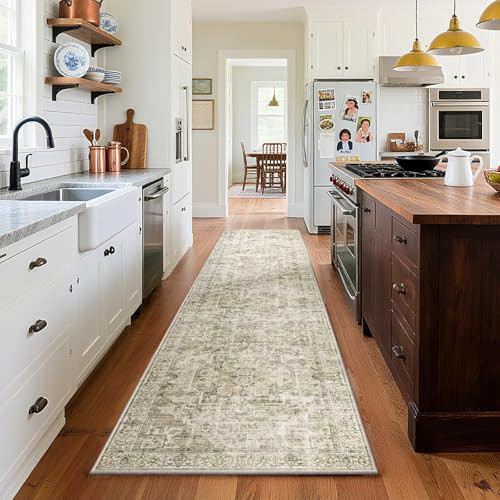 Machine Washable Kitchen Runner Rugs: 2'x10' Hallway Rug Non Slip Low Pile Stain Resistant Soft Carpet Runners for Hallways Indoor Entryway Kitchen Laundry Room Bedroom Farmhouse | Amazon (US)