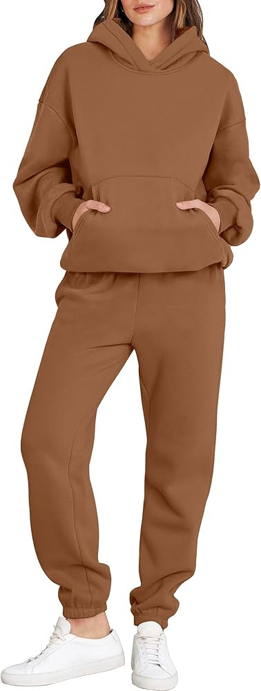 ANRABESS Womens 2 Piece Outfits Oversized Sweatshirt Y2K Tracksuit Sweatsuit Set | Amazon (US)