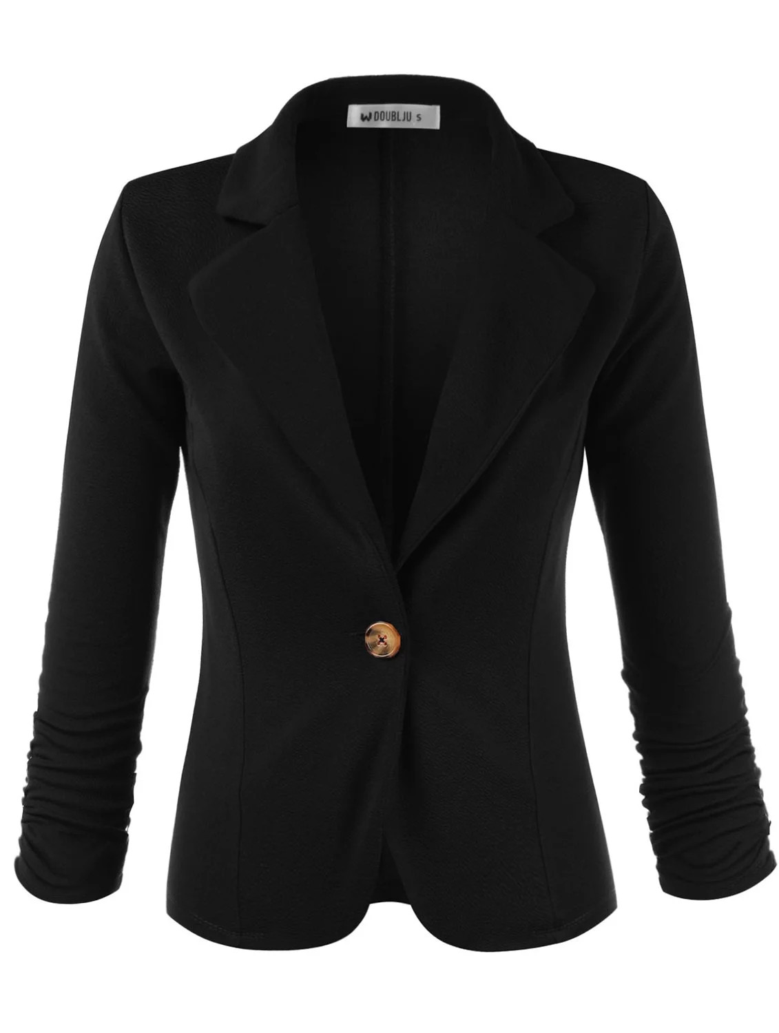Doublju Women's Casual One Button Blazer with Shirring Long Sleeve | Walmart (US)