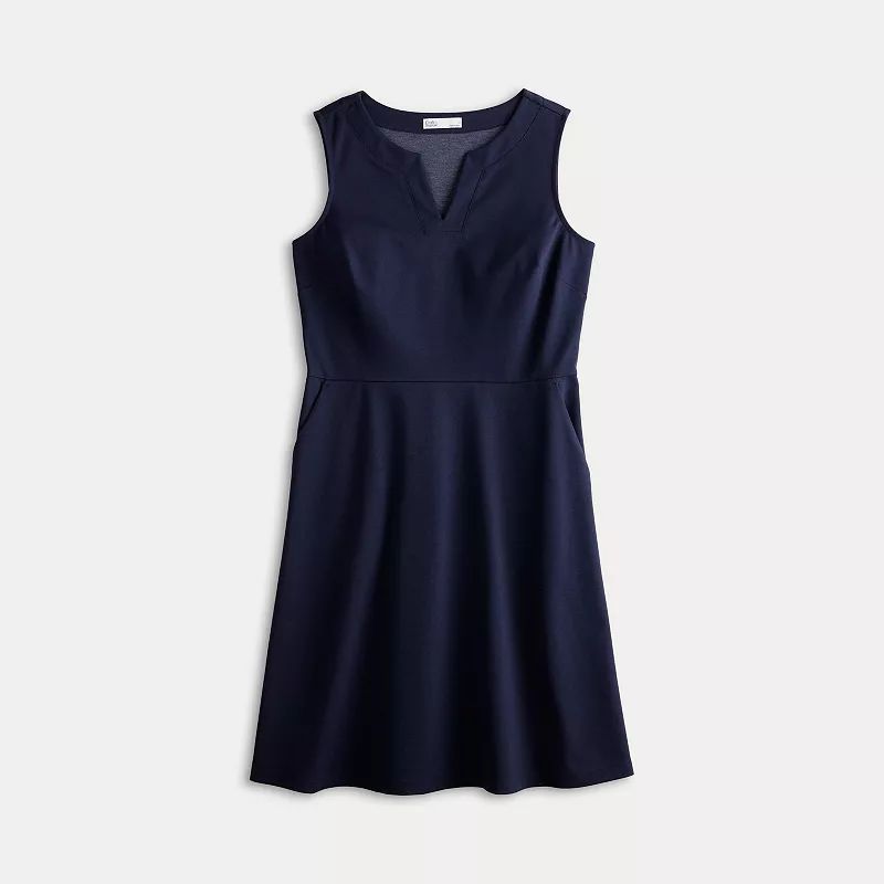 Women's Croft & Barrow® Sleeveless Y-Neck Ponte Midi Shift Dress | Kohl's