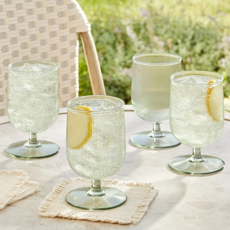 Better Homes & Gardens 4-Piece Green Ribbed Tritan Goblet Set - Walmart.com | Walmart (US)