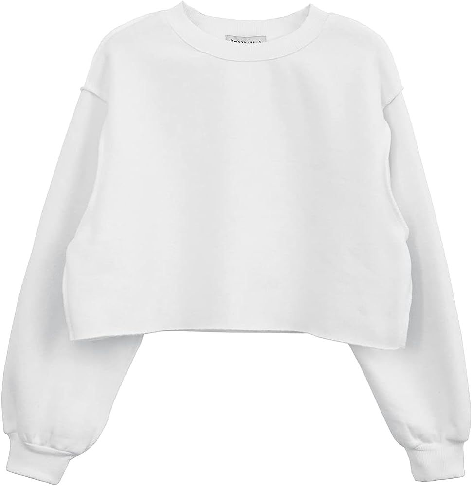 Women Pullover Cropped Hoodies Long Sleeves Sweatshirts Casual Crop Tops for Spring Autumn Winter | Amazon (US)