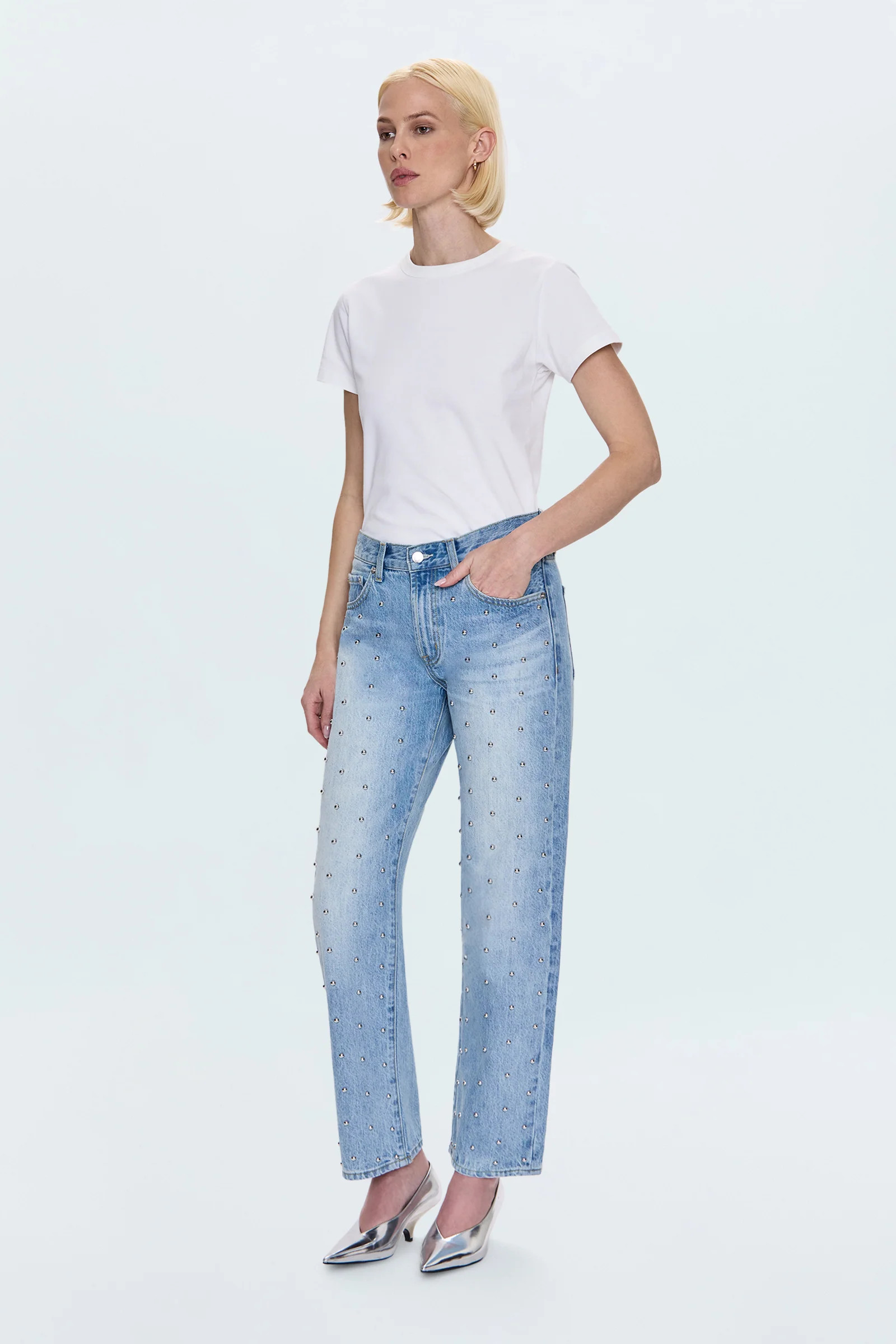 Lexi Mid Rise Bowed Straight Jean - Aries | Pistola Denim