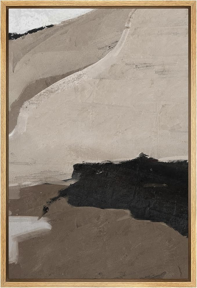 SIGNFORD Framed Canvas Print Wall Art Sandy Cliffs Abstract Neutral Toned Illustrations Modern Ar... | Amazon (US)