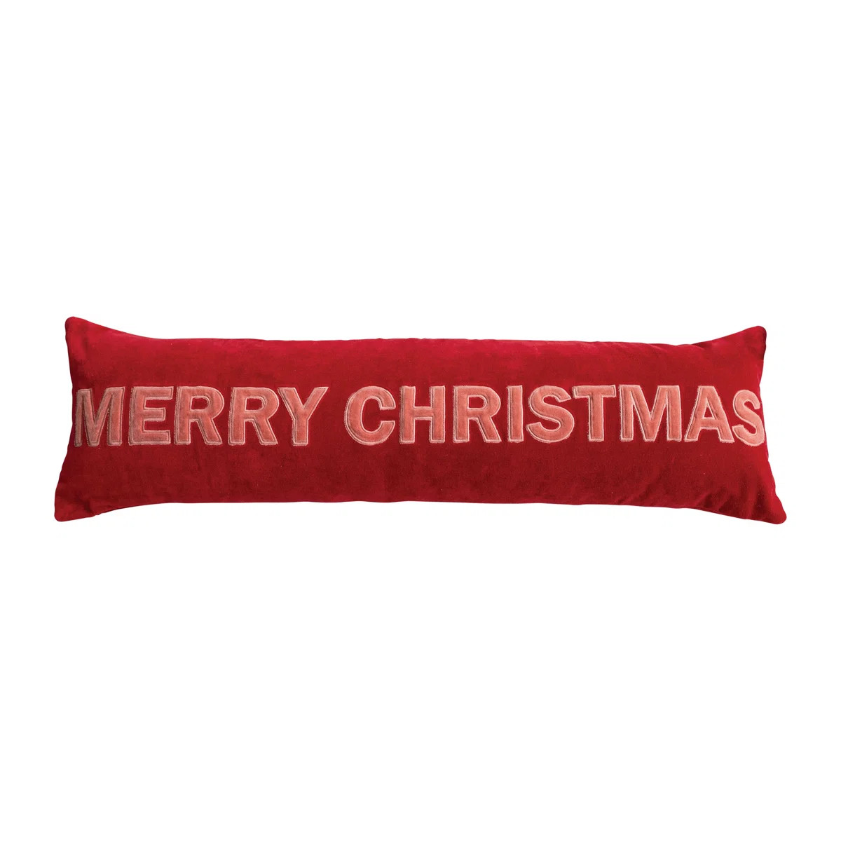Woven Cotton Velvet Lumbar Pillow With Appliqued "Merry Christmas", | Wayfair North America