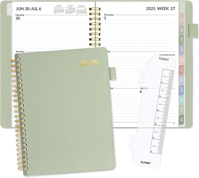 SUNEE 2025-2026 Weekly & Monthly Planner 6.4"x8.5" - 12 Month (July 2025 - June 2026), Vegan Leat... | Amazon (US)