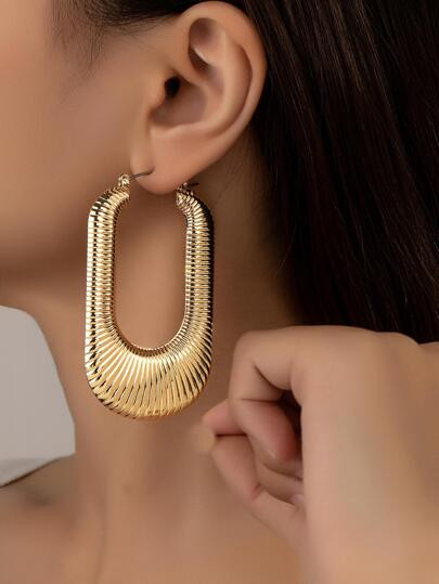 1pair Fashion Iron Geometric Hoop Earrings For Women For Party | SHEIN