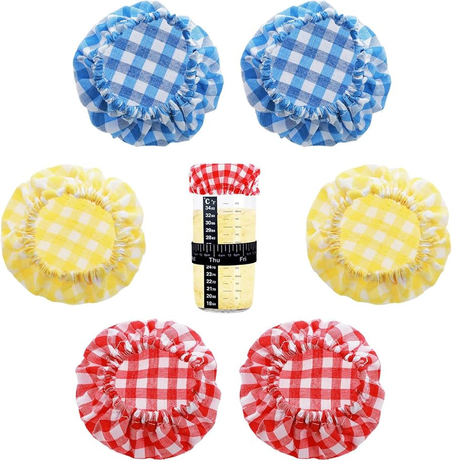 6Pcs Jar Cover Cloth, Sourdough Starter Jar Cloth Covers Breathable Fabric Covers Reusable Cotton... | Amazon (US)