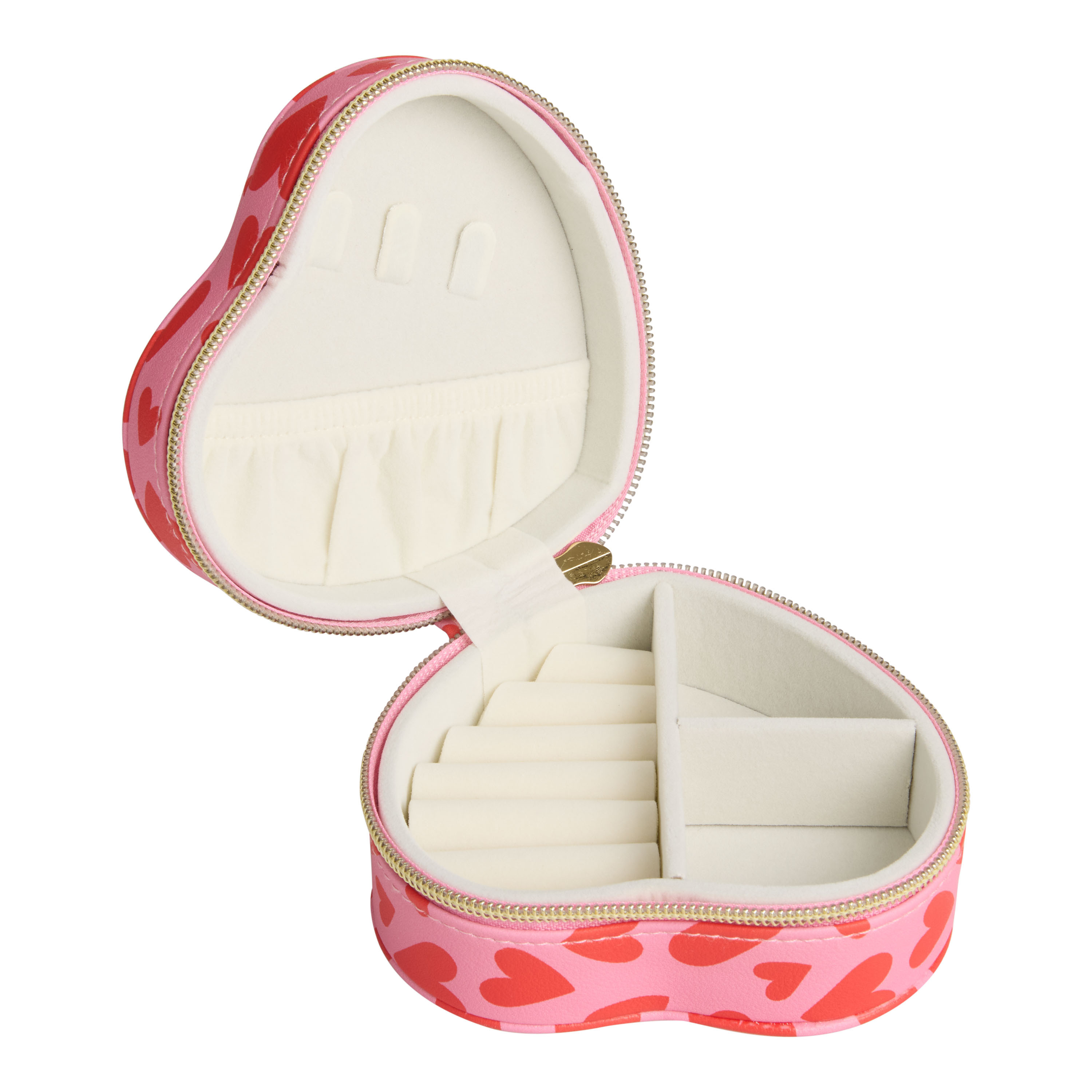 Pink and Red Faux Leather Heart Shaped Travel Jewelry Box | World Market