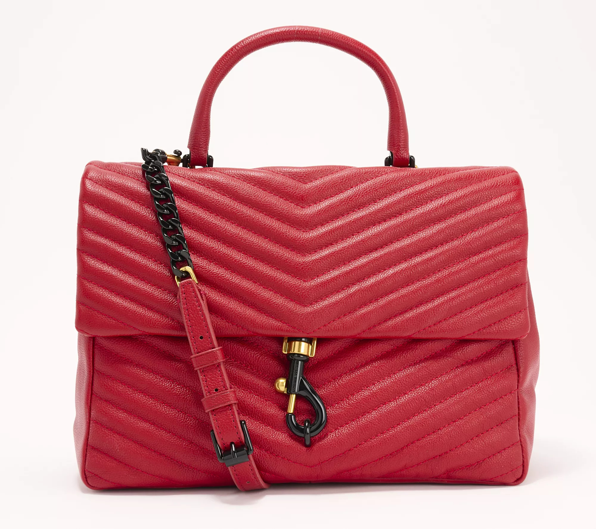 Rebecca Minkoff Edie Large Leather Top Handle Shoulder Bag | QVC