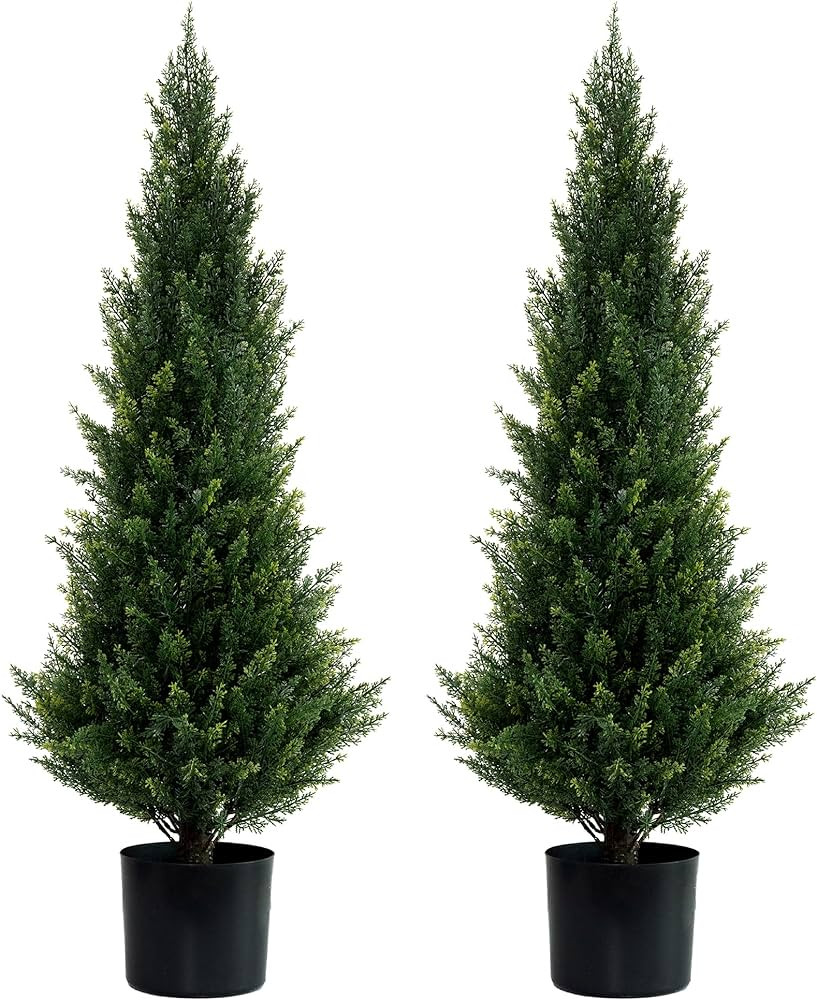 Artificial Cedar Pine Tree Faux Plants Potted UV Resistant Bushes Plants for Indoor Outdoor Garde... | Amazon (US)