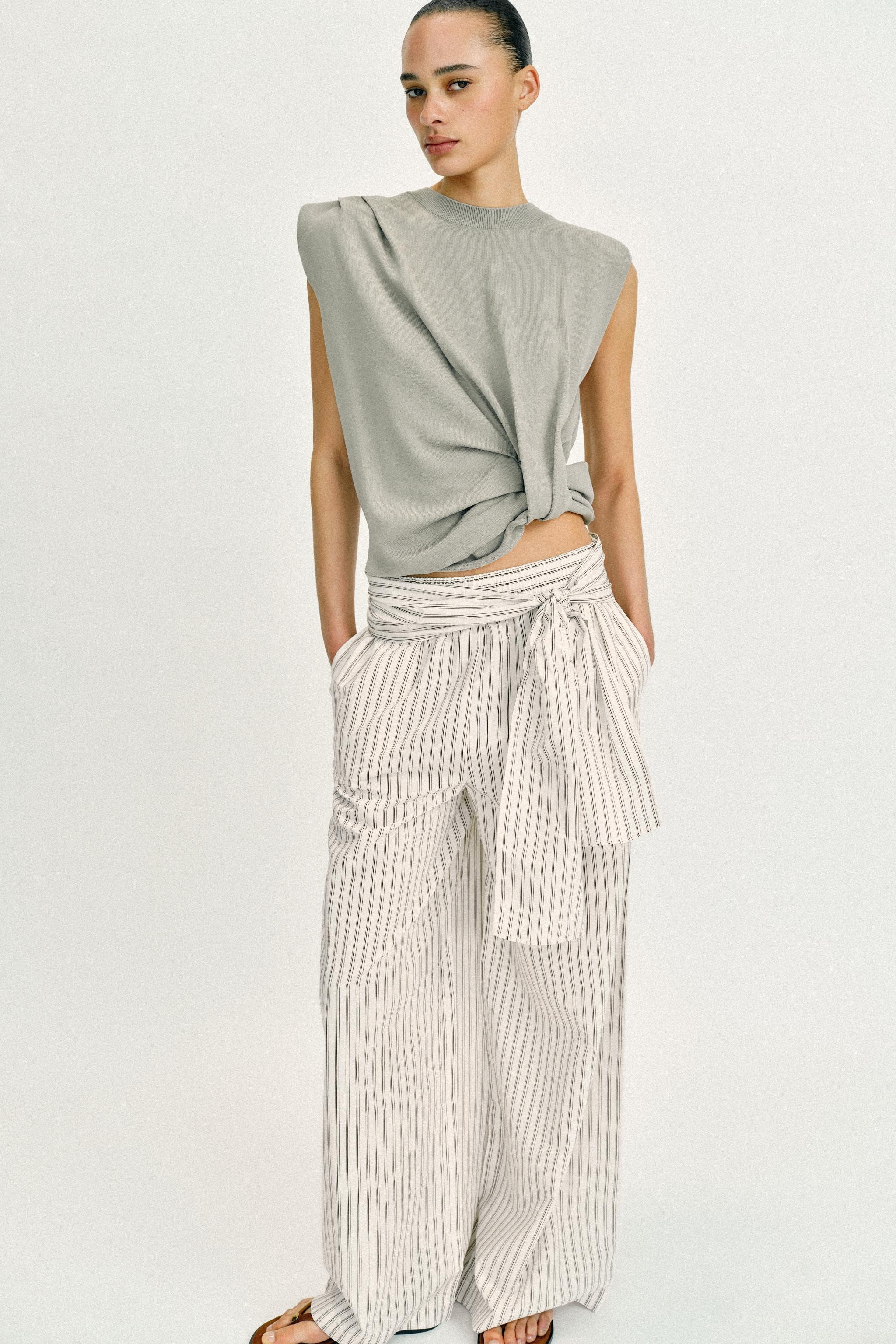 WIDE-LEG TROUSERS WITH SCARF DETAIL | Zara UK