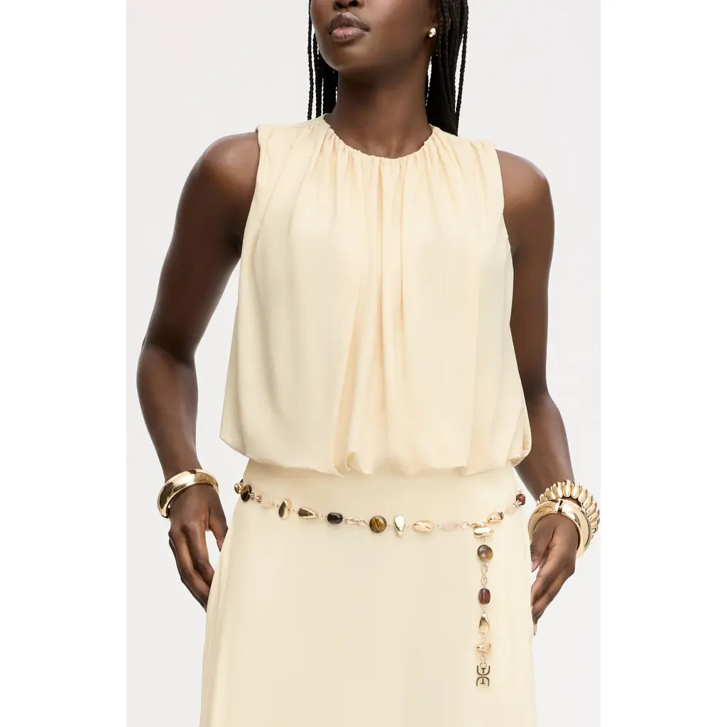 Sam Edelman Blouson Crop Top in Almond at Nordstrom, Size Small | Nordstrom