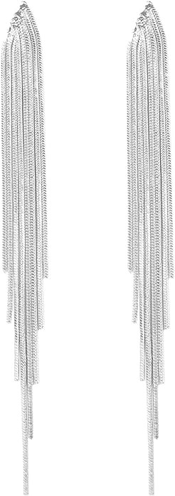 FUTIMELY Gold Long Dangle Drop Earrings for Woman,Punk Sleek Metal Chain Tassel Earrings 70s/80s ... | Amazon (US)