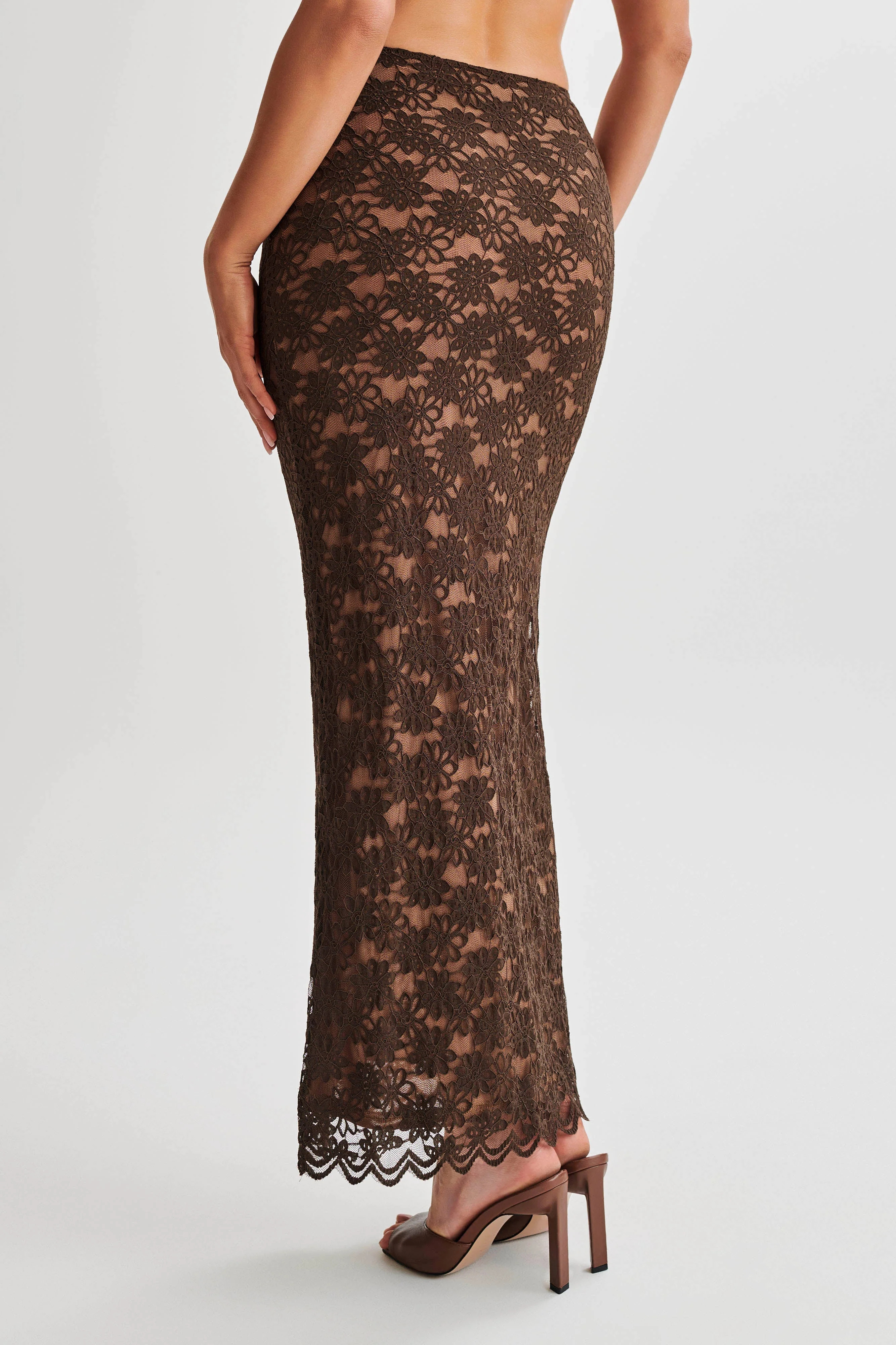 Elska Lace Maxi Skirt - Chocolate | MESHKI US