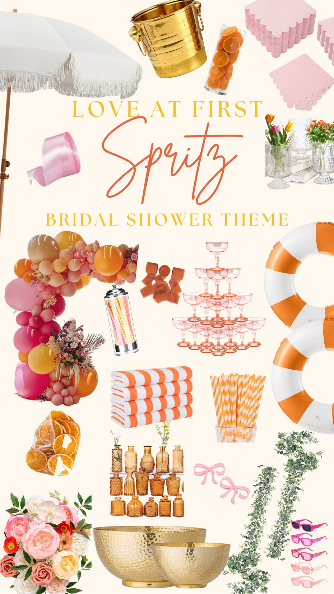 Love at First Spritz Bridal Shower Theme decoration list🥂🍊💖

#LTKWedding #LTKParties #LTKSeasonal