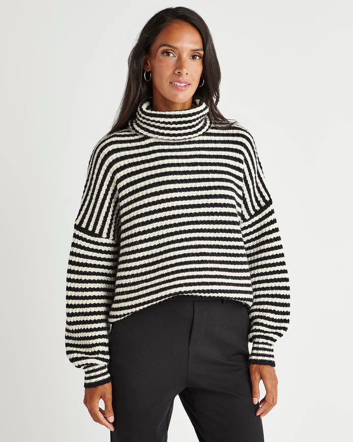 Splendid x Cella Jane Cashblend Striped Turtleneck Sweater | Splendid