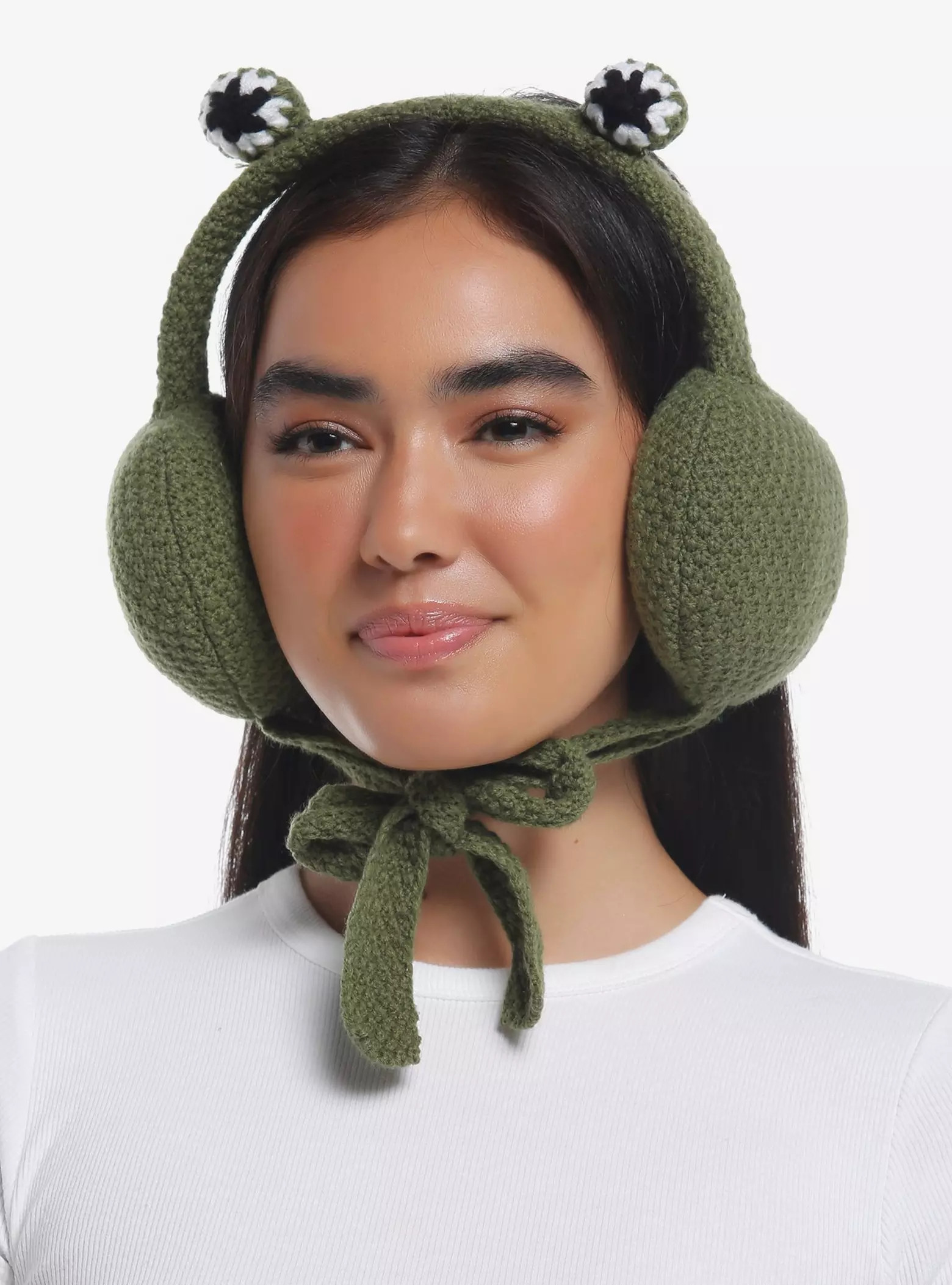 Frog Crochet Earmuff With Tie | Hot Topic