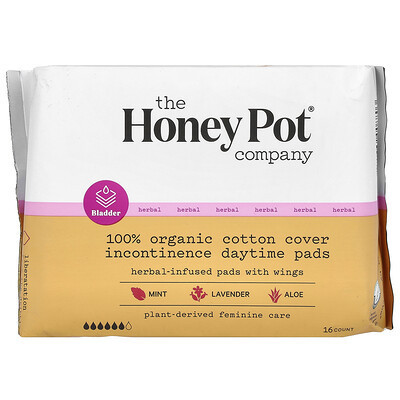 The Honey Pot Company, Herbal-Infused Pads With Wings, Daytime, 16 Count | iHerb