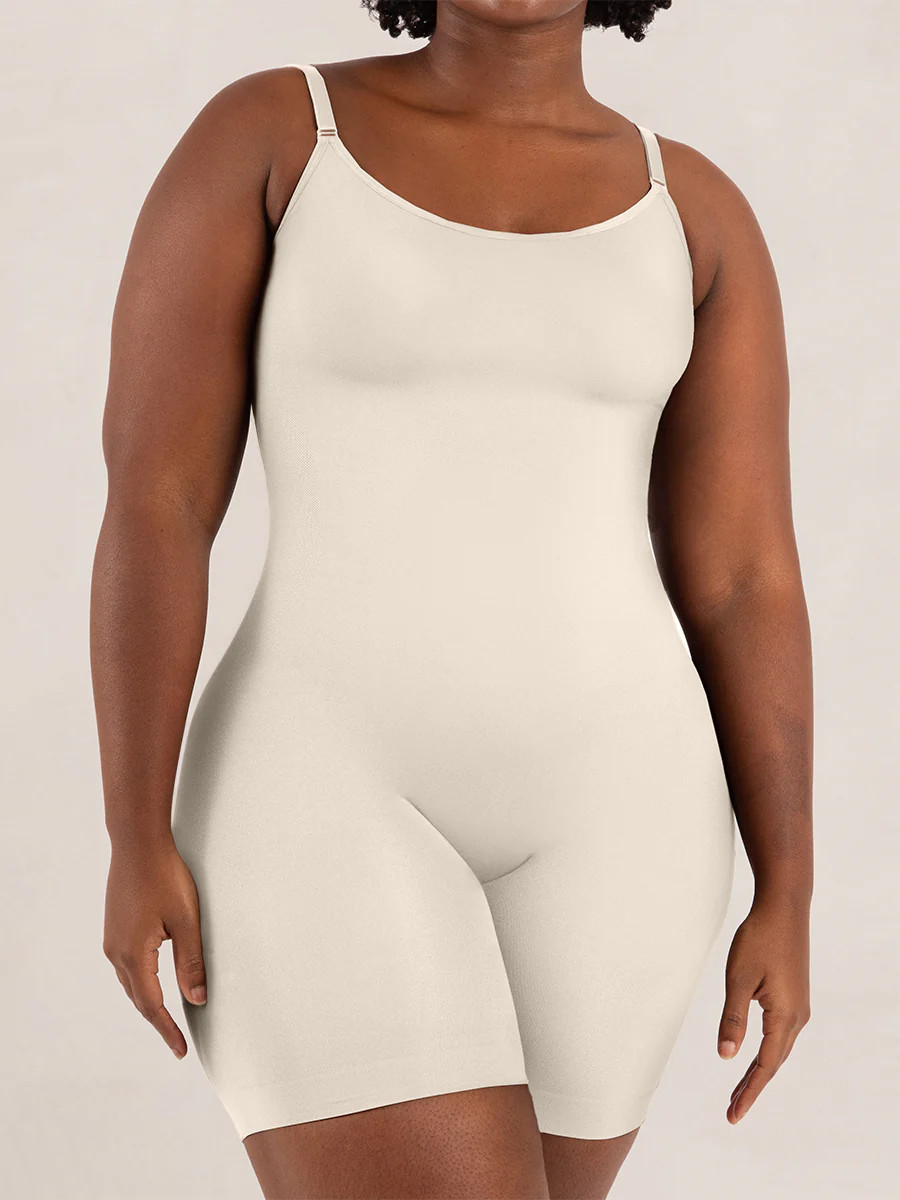 Shapermint Essentials All Day Every Day Scoop Neck Mid-Thigh Bodysuit | Shapermint