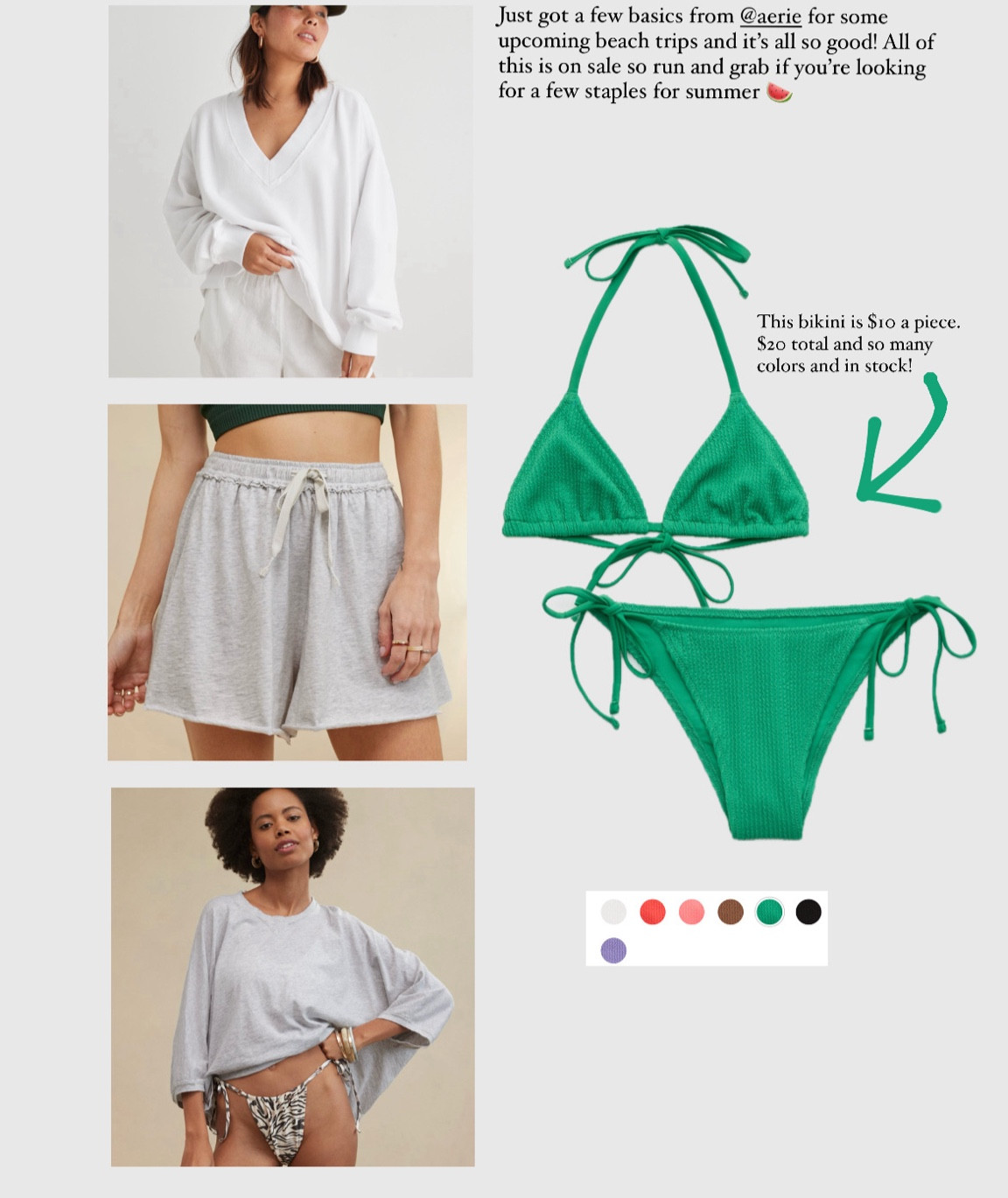 On sale summer staples from aerie! Mix and match sets and $20 bikinis 🍉

#LTKSaleAlert #LTKActive #LTKSwim