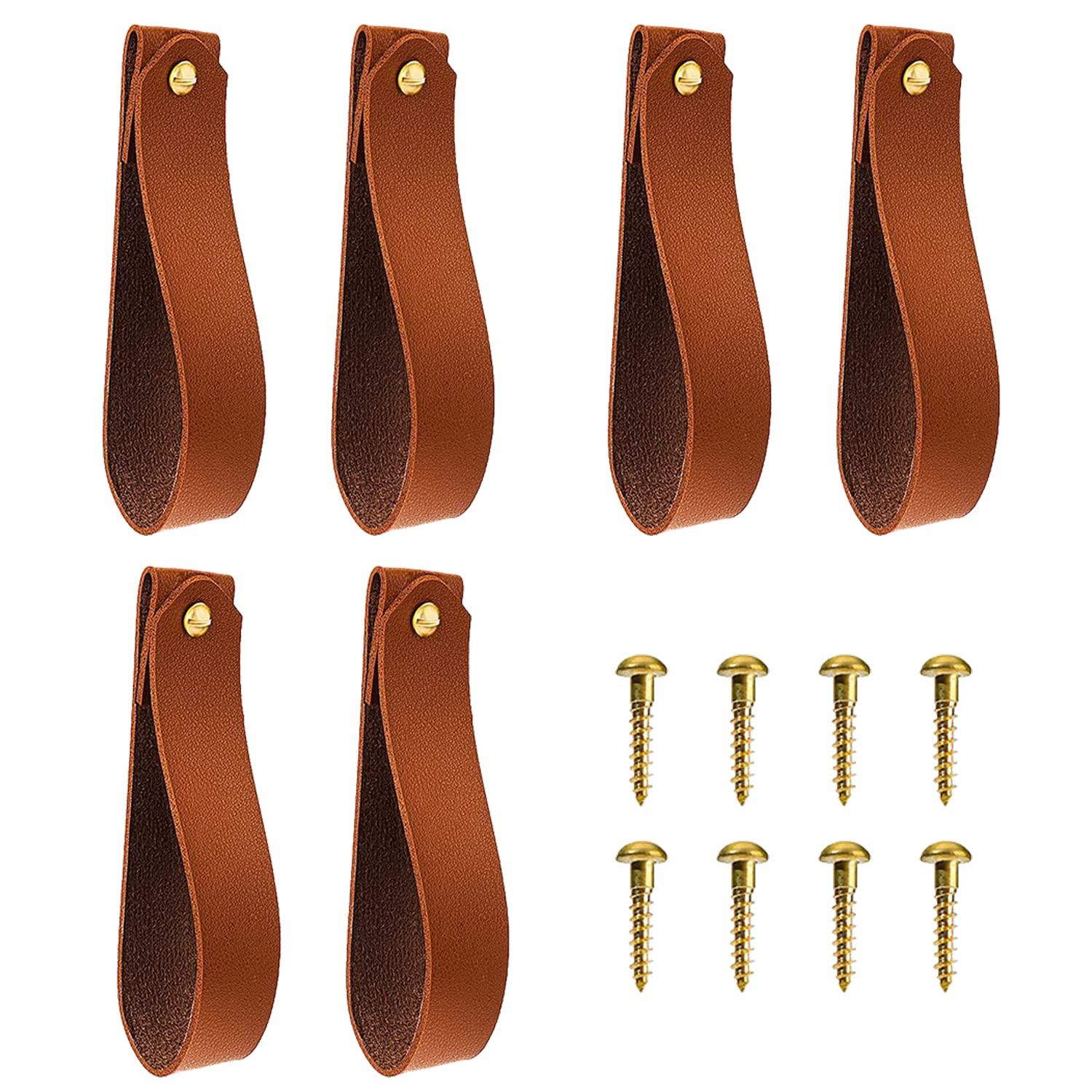 Vin Beauty 6 Pc Wall Hooks - Leather Wall Hanging Straps with Curtain Rod Holder for Towel, Bathr... | Amazon (US)