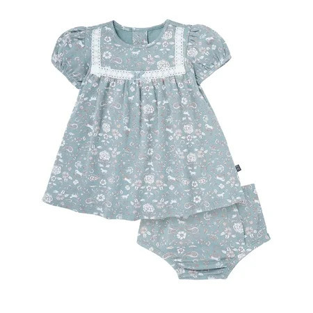 Modern Moments by Gerber Baby Girl Dress With Ribbon Lace and Diaper Cover Set, 2-Piece, Sizes 0/3 Months - 24 Months | Walmart (US)
