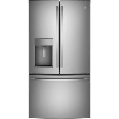 GE 27.7-cu ft French Door Refrigerator with Ice Maker (Fingerprint-resistant Stainless Steel) ENE... | Lowe's